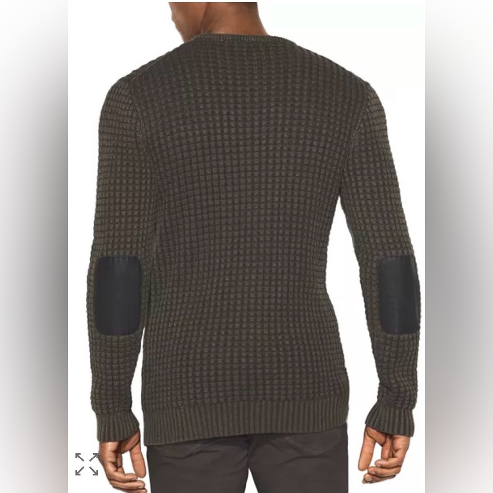 John Varvatos Star USA Chunky Waffle-knit Crewneck Sweater (black). Size Small